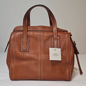 FOSSIL Brown Leather Emma Crossbody/Satchel bag with Key Charm